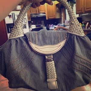 Fendi Zucca blue white stripe handbag